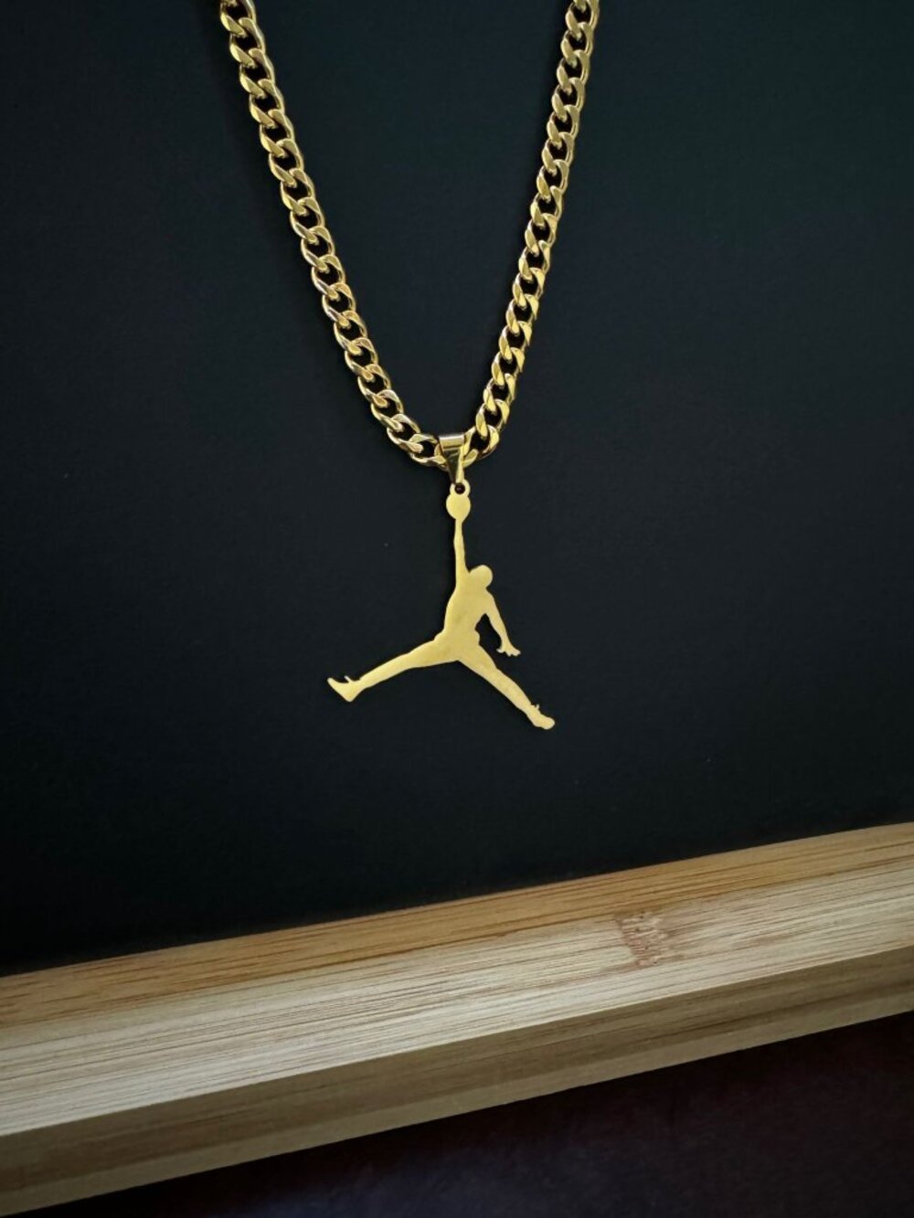 Jordan Jumpman Pendant Necklace Gold Plated - 22" Cuban Chain - Fathers Day Gift